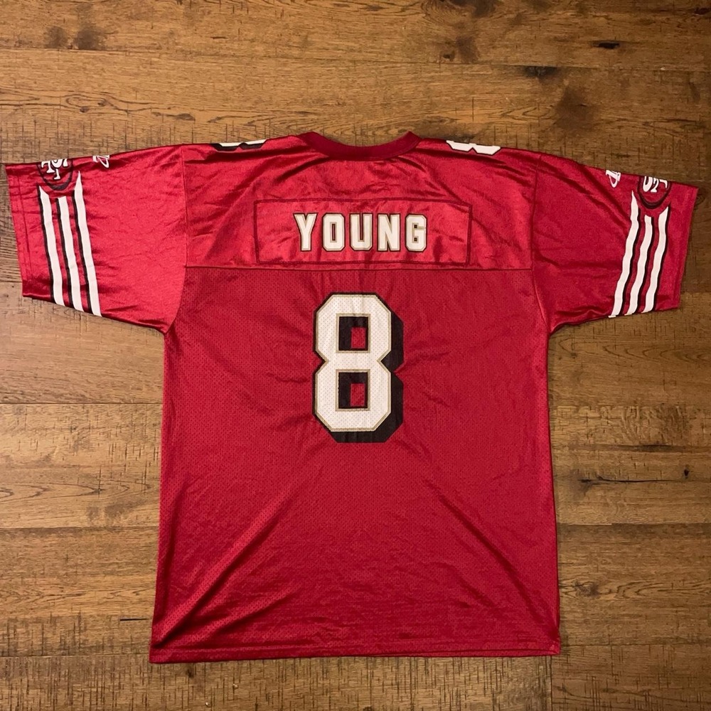 Logo Athletics Football Jersey Mens L Red Vintage SF 49ers Steve Young Mesh